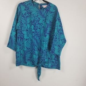 Mary Martin 3/4 sleeve tie front blouse16 floral